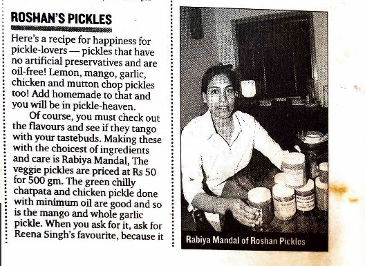 Roshan's Homemade Products featured in Mid Day - August 2002